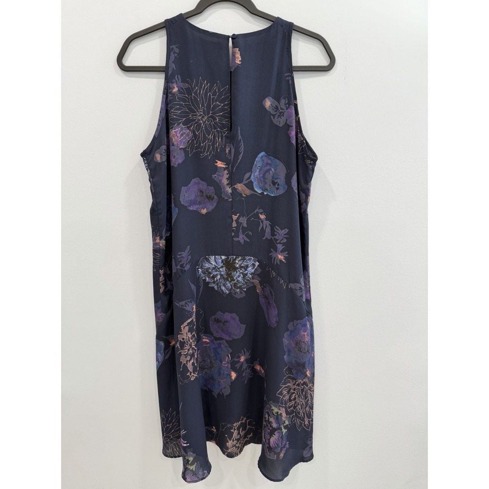 Katherine Barclay Floral Mini Dress Lined Navy Sleeveless A-Line Size 8 Y2K - Picture 3 of 12